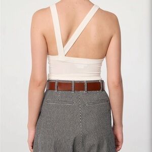The Line by K - Ximeno White Asymmetrical Strap Tank Top